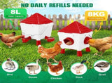 CARLA HOME Chicken Feeder Waterer Set, Automatic Gravity Dispenser with 8KG Food & 8L Water LSB-36359