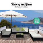 Gardeon 7-Piece Outdoor Sofa Set Wicker Couch Lounge Setting Seat Cover FF-BONDI-BK-ABCD