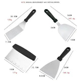 6 Piece Stainless Steel BBQ Griddle Spatula Set for Teppanyaki, Pancakes, Camping, Outdoor Grilling V1189-LC-HW-00567