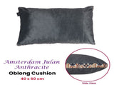 KAAT Amsterdam Julan Anthracite Velvet Oblong Filled Cushion 40cm x 60cm V442-HIN-CUSHION-JULAN-ANTHRACITE-RE