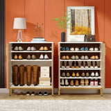 NNETMLT 5-Tier Shoe Cabinet with Geometric Pattern Doors-White/Natural V728-CU168584