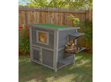 Cat House Weatherproof 2-Story Indoor Outdoor Wooden Shelter Bitumen Roof V63-840501