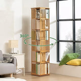 360 Rotating Bookshelf Bamboo Storage Display Rack Shelving in Wood V63-842461