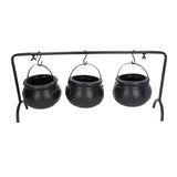 Halloween Cauldron Decorations ABS Iron Flame Pattern Mysterious Black Witches Candy Bucket for Home V1294-YM0901-3115230087911