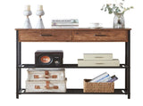 Entryway Table with 2 Drawers, Console Table with Storage Shelves, Sofa Table for Living Room, Entry V1127-AU-CT03-BRN