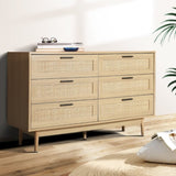 Artiss 6 Chest of Drawers - BRIONY Oak FURNI-E-RAT-CDR-6D-WD-AB