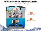 Commercial Slushy Machine, 2 x 12L / 3.17 Gal Double Tanks, Cool and Freeze Modes, Stainless Steel V952-FB8L4L22000W2RDAFV3