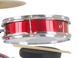 Karrera Mini 4-Piece Children Drum Kit Set Wooden with 2 Toms Bass Pedal Snare Stool Metallic R 4PC-DRUM-RD