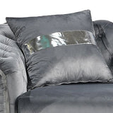 1 Seater Sofa Grey Velvet Fabric Solid Wood construction Silver Stainless Steel Trim V43-SOF-DUK1SGR-S