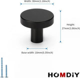 20 Pack Black Cabinet Knobs Round Dresser Knobs Matte Black Solid Kitchen Cabinet Knobs Aluminum V1259-DP01-A-2348
