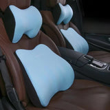 Blue Memory Foam Car Seat Neck and Lumbar Support Set - Ergonomic Cushion for Office, Home, and V888-ELOSUNG17202