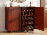 Artiss Shoe Cabinet 5 Tier Storage Organiser w/ Adjustable Shelves Bamboo BAM-B-SHOE01-WD