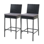 Gardeon 2-Piece Outdoor Bar Stools Dining Chair Bar Stools Rattan Furniture ODF-BAR-CHAIR-BK-2X