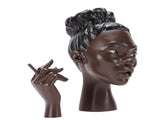 Head Scents Holder Funny Elegant Black Women Head Shaped Resin Home Office Desk Decor for Incense V1294-YM0901-3115260006812