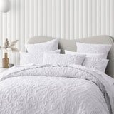 Bianca Ella White Cotton Chenille Floral Bedspread Set Single V442-BCA-BEDSPREAD-ELLA-WHITE-SB