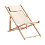 Gardeon Outdoor Deck Chair Wooden Sun Lounge Folding Beach Patio Furniture Beige WOOD-B-BC-6021T-BG