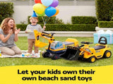 Keezi Kids Ride On Toy Car Bulldozer and Digger with Helmet Outdoor Sandpit Toys Yellow PLAY-CAR-BULXDIG