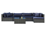LONDON RATTAN 5 Seater Modular Outdoor Lounge Setting with Coffee Table, Ottoman, Grey V219-OTDOLSLR5SGY3