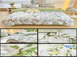 4-Piece Elegant Green Bouquet Printed Soft-Touch Brushed Bedding Set for 1.5M Bed 175 x 220 CM V888-ELOSUNG49421
