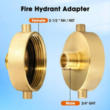 2-1/2In Female X3/4In GHT Male Fire Hydrant Adapter FireHose Adapter Brass FireEquipment with Pin V1370-AZ4-07650