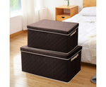 SOGA Medium Coffee Non-Woven Diamond Quilt Grid Fabric Storage/Organizer Box SBOX050