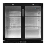 Devanti 198L Bar Fridge Dual Glass Door w/Light Black BF-E-198L-BK