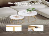 Nesting Coffee Table Set of 2, 700 mm Round Coffee Table, Nesting Tables for Small Place, Vintage V952-QTZTMYXKJTT2V611W001V0