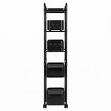 Levede 5 Tier Storage Trolley Slim With Pull Out Drawers For Home Kitchen Black HO0615-BK-5-AU