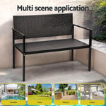 Gardeon Outdoor Garden Bench Seat Rattan Chair Steel Patio Furniture Park Grey GB-RATTAN-GE