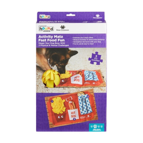 Nina Ottosson Interactive Snuffle Activity Puzzle Mat for Dogs - Fast Food V673-NO69346
