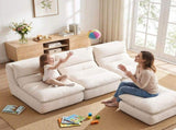 Artiss Lounge Chair Ottoman Single Sofa Couch Boneless Corduroy Chaise Footrest SB-C-OTT-WH