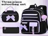 Girly 3-Piece Spine-Protecting Backpack Set Durable Nylon Water-Resistant & Lightweight, Large V1232-SJTSB-001
