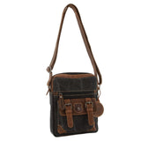Jack's Inn Panama Canvas and Leather Small Crossbody Bag Vintage in Cognac V563-JACK-7-COGN