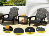 Gardeon Outdoor Table and Chairs HDPE Folding Adirondack Beach Chair Patio Furniture Black FF-BEACH-3HEFD-BK