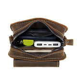 Black brown Leather Cross-Body Bag Genuine Leather Travel Bag Compact Crossbody Purse V1347-127-BRO-99671