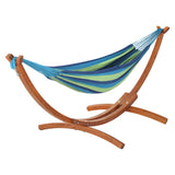 Gardeon Hammock Bed Outdoor Camping Timber Hammock Wooden Stand HM-TIM-ARC-DOU-BLUE