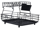 Drain Rack Double Layer Wrought Iron Double Countertop Dish Chopsticks Storage Rack with Drain Plate V1294-YM0901-3118210198611