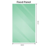 80x210cm Single Shower Glass Screen with White Wall Channel & Square Pole V63-927861