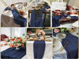 6 Pcs Navy Blue Cheesecloth Table Runner 10FT, Gauze Table Runner for Wedding Reception Sheer Bridal V1259-DP01-A-2365