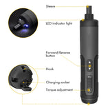 3.6V Li-ion Cordless Electric Screwdriver Set with 24 Bits, LED Light, and Torque Adjustment, 250rmp V888-ELOSUNG15408