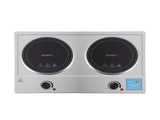 Devanti 2 Hobs Ceramic Cooktop Electric Hot Plate Infrared Knob Control 2400W CCT-B-2B-2Z-KNOB-SS