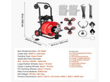 Drain Cleaner Machine 30m x 19mm, Auto Feed Sewer Snake Auger, Portable Drain Cleaning Machine with V952-GDSTJLSGTSZD6CZH9001V3