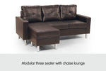 Sarantino Corner Sofa Couch with Chaise - Brown SFA-ASA-JOM-BW