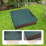 Sandbox with Cover, 48.6x48.6x12.4 in Square Sand Box, HDPE Sand Pit with 4 Corner Seating and V952-SXSLFXJCK000BU65WV0