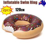 2pcs Coffee Inflatable Giant Donut Raft Swim Ring Float Swimming Pool Beach Lounge Pink Coff 120CM V201-W12783366X2