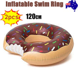 2pcs Coffee Inflatable Giant Donut Raft Swim Ring Float Swimming Pool Beach Lounge Pink Coff 120CM V201-W12783366X2