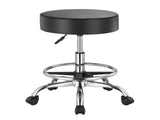 Round Rolling Stool, Leather Rolling Stool with Footrest, 360&deg Swivel Drafting Stool with Thickened V952-YDHSJSYXWKBYJZQ2WV0