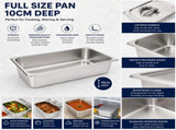 Commercial Stainless Steel GN 1/1 100mm Deep Gastronorm Bain Marie Buffet Steam Table Food Pan with V324-1-1GNPAN-10CM-WLID