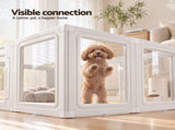i.Pet Dog Pet Playpen 10 Panels Clear PET Plastic 152x100x57cm for Puppy Exercise PET-PLAYPEN-150L-WH