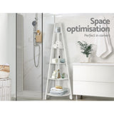Artiss Bookshelf Corner Shelf 5 Tiers - CANE White FURNI-P-LAD-COR5T-WH